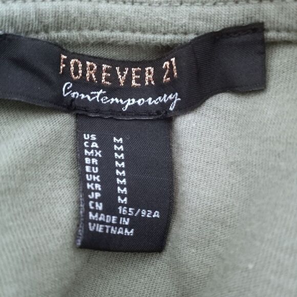 FOREVER 21 ARMY GREEN CRISSCROSS SLEEVE DRESS SZ.M EUC - Picture 5 of 6